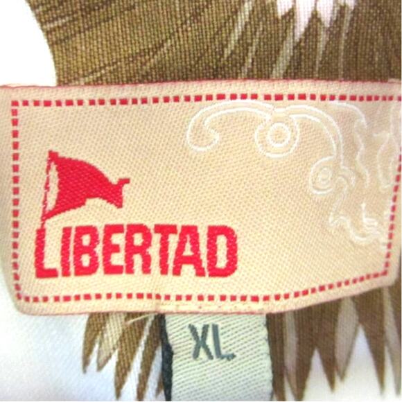 LIBERTAD Tropical Hawaiian Print Linen Blend Short Sleeve Button Down Shirt - Picture 3 of 4